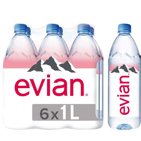 evian Natural Mineral Water 1L Pack of 6