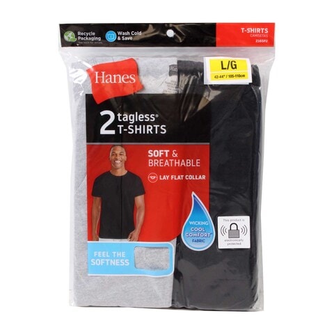 Hanes Men&#39;s Dyed Round Neck T-Shirt 2165P2 42-44&quot;/105-110cm Large
