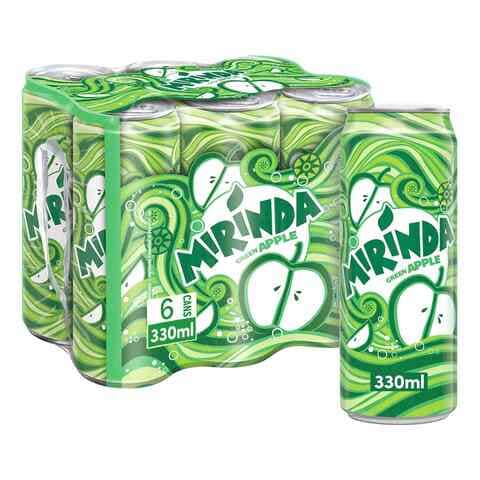Mirinda Green Apple Flavoured Carbonated Soft Drink 330ml Pack of 6