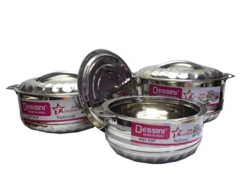Pack Of 3 Stainless Steel Big Size Hotpot Set Silver