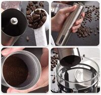Manual Coffee Grinder, Stainless Steel Conical Ceramic Burr, Whole Bean Grinder for Espresso, Turkish Brew French Press for Home &amp; Office