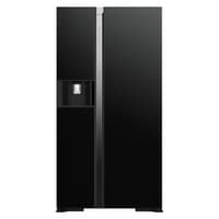 Hitachi 569L Net Capacity Side By Side Glass Refrigerator With dispenser Glass Black- RSX700GPUK0GBK