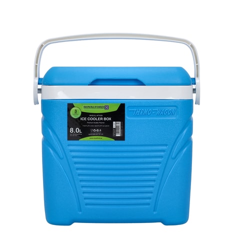 Royalford Insulated Ice Cooler Box, 8L, Rf10475, Premium Quality Polymer, Thermal Insulation