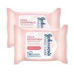 Buy Johnsons Daily Essential Extra-Sensitive Facial Cleansing 25 Wipes White Pack of 2 in UAE