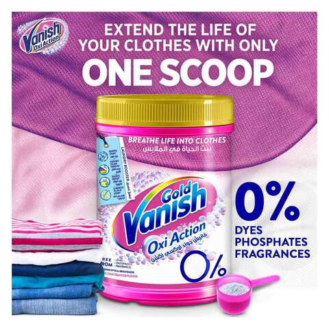 Vanish Laundry Stain Remover Oxi Action Gold Powder for Colors &amp; Whites, Can be Used With and Without Detergents, Additives &amp; Fabric Softeners, Ideal for Use in the Washing Machine, 1 Kg
