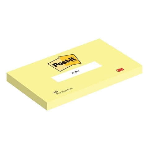 بوست-إت أوراق ملاحظات بلون أصفر الكناري 655. 3 × 5 بوصة  (76 ملم × 127 ملم ) 100 ورقة/دفتر. 1دفتر/ حزمة