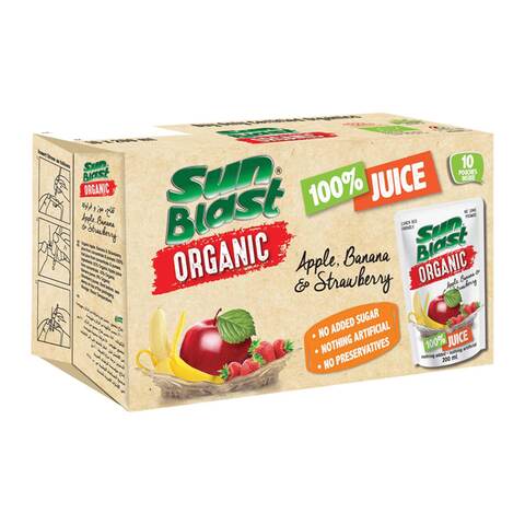 اشتري صن بلاست عصير تفاح وموز وفراولة 200 مل × 10 (عضوي) في السعودية
