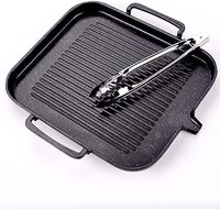 AtrauX BBQ Grill pan Barbecue Oven Non-stick Bakeware-Induction cooker compatible aluminum non-stick coated bakeware with grease drainage system(30*25*2cm)