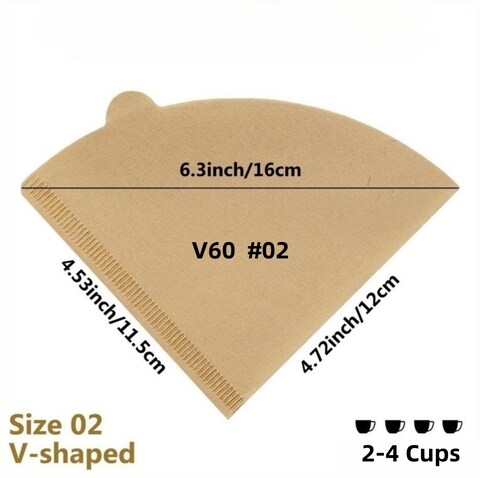 Sue&rsquo;s choice Cone Coffee Filters ,40 Count 2-4 Cups Unbleached Natural Brown V02 Disposable Coffee Filter Paper, Compatible with V60 and Conical Shaped Pour Over Coffee Dripper and Drip Coffee Make