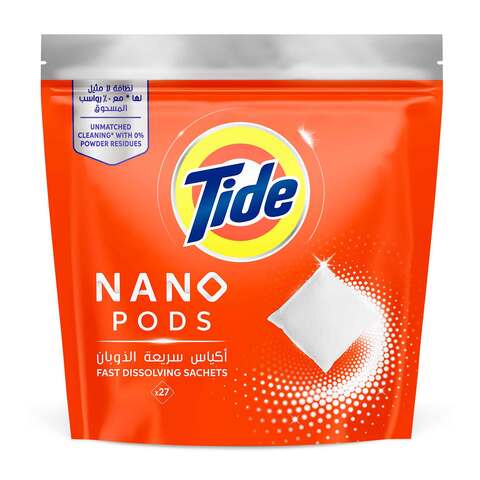 Buy Tide Nano Pods Fast Dissolving Sachets Stain-free Clean Laundry Pack of 27 Sachets in Saudi Arabia
