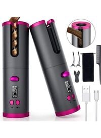 Generic Automatic Cordless Auto Hair Curler With Accessories Black/Pink