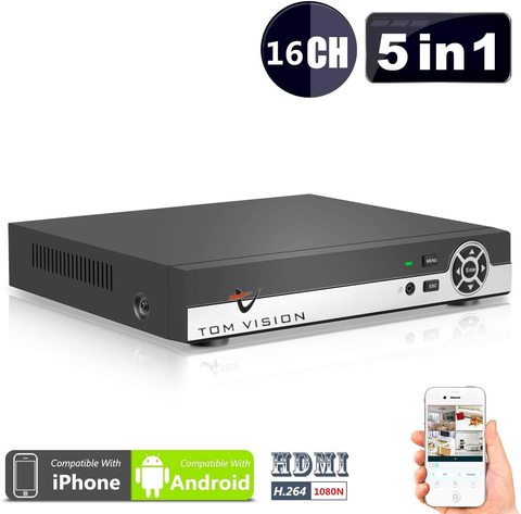 Tomvision - 16CH AHD DVR 1080N H.264 XMEYE Clould CCTV 8 Channel 5 in 1 DVR with Free Software