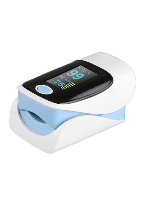 Generic Fingertip Pulse Oximeter Oxygen Monitor With 4 Directions Display RZ001 White/Blue 9.50&times;6.50&times;4.00centimeter