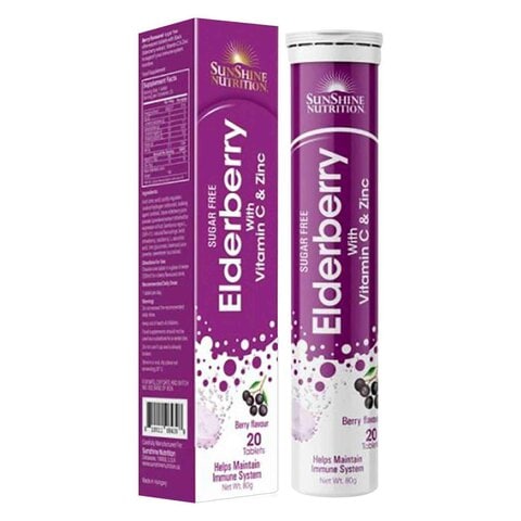 Sunshine Nutrition Elderberry With Vitamin C And Zinc 20 Tablets