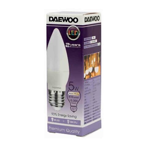 Daewoo E27 LED Candle Bulb 5W DL2705B Warm White