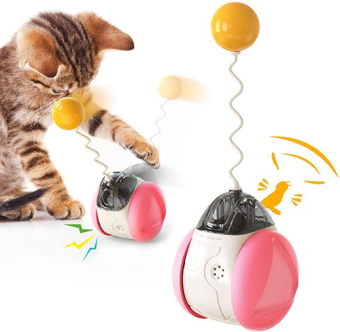 اشتري Interactive Cat Chasing Toys Kitten Excercise Toy with Catnip Squeaky Ball (Red)… في الامارات