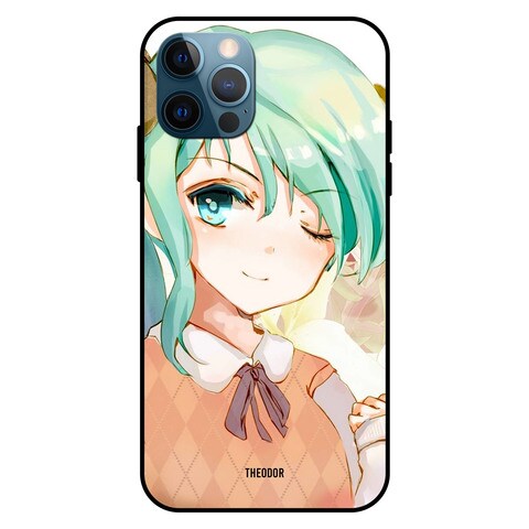 Theodor Apple iPhone 12 Pro Max 6.7 Inch Case Girl One Eye Close Flexible Silicone Cover