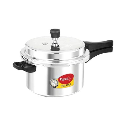 Pigeon Deluxe Aluminium Pressure Cooker Silver And Black 5L