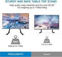 Perlesmith Universal Table Top TV Stand For 22-65 Inch Flat Screen, LCD Tvs Premium Height Adjustable Leg Stand Holds Up To 110Lbs, Vesa Up To 800X500mm, Black (Pstvs01)