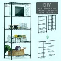 HEXAR&reg; 5-Tier Wire Storage Shelving Rack Heavy Duty Metal Organizer Wire Rack with Leveling Feet Adjustable Shelves for Home, Bathroom, Kitchen, Office, Garage 5 Shelves Metal Storage Rack (BLACK)