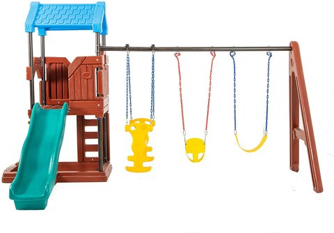 Idealt, Swing-N-Slide Play Set, Treehouse Swing Set With Slide, Tower And Timber Shield Posts, 3 Position Swing Beam Including Rider Glider, Belt And Toddler Swing