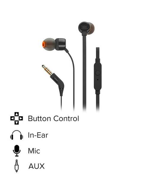 Jbl t110 best sale earphone black