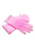 Buy Generic 2-Piece Silicone Dishwashing Gloves Pink in UAE