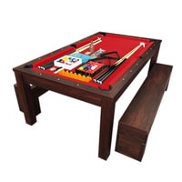 Simbashoppingmea - 7 Ft Pool Table And Dining Table With Container Benches Full Accessories &ndash; Rich Red