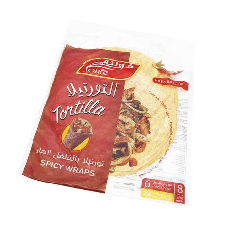 اشتري فونتي خبز تورتيلا بالفلفل الحار 6 حبات - 250 جرام في السعودية