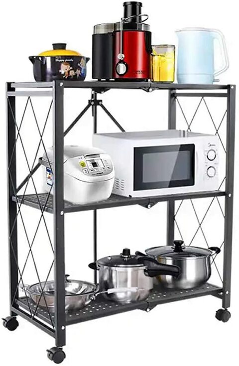 Nar 3-Tire Kitchen Microwave Racks Shelving Storage Unit Foldable Bread Rack (B-3 Layer)