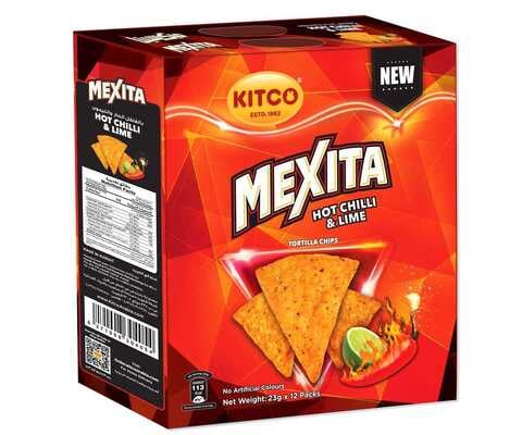 Kitco Mexita Hot Chilli And Lime Tortilla Chips 23g x Pack Of 12