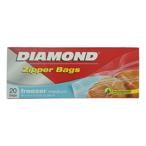 Diamond Freezer Zipper Medium Clear 20 Bags