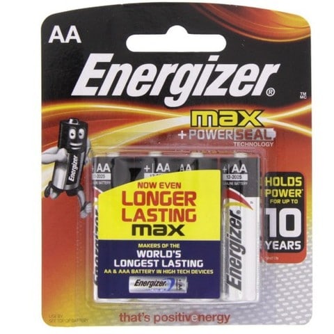 Energizer Max Powerseal Battery AA Long Lasting E91 Pack Of 4 Pieces