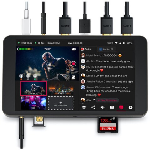 YoloLiv YoloBox Portable All-In-One Multi-Camera Live Streaming Encoder, Switcher, Monitor, And Recorder