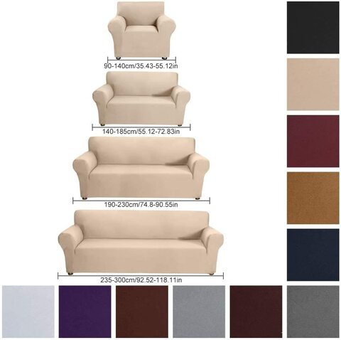 Docooler Stretch Sofa Slipcover Milk Silk Fabric Anti-Slip Soft Couch Sofa Cover 3 Seater Washable For Living Room Kids Pets（Camel）