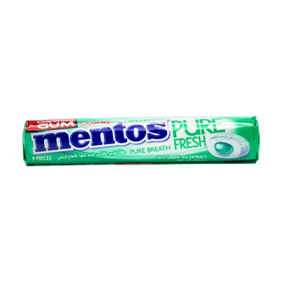 Chewing Gum Mentos Pure Fresh Pure Breath Fresh Mint with Green Tea Sugar  Free 35 pieces