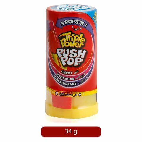 Bazooka Push Pop Triple Power Candy 34g Pack of 12