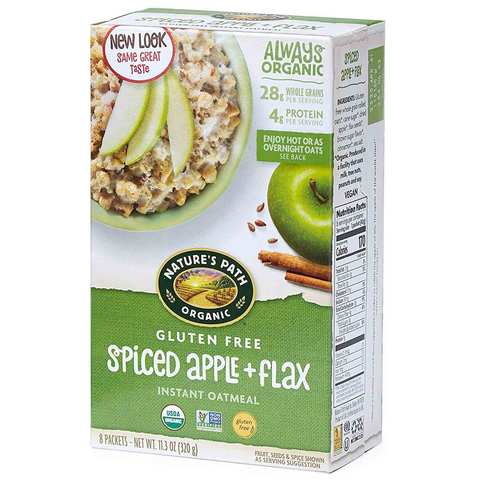 Nature&#39;s Path Organic Gluten Free Spiced Apple + Flax Instant Oatmeal 320 Gram