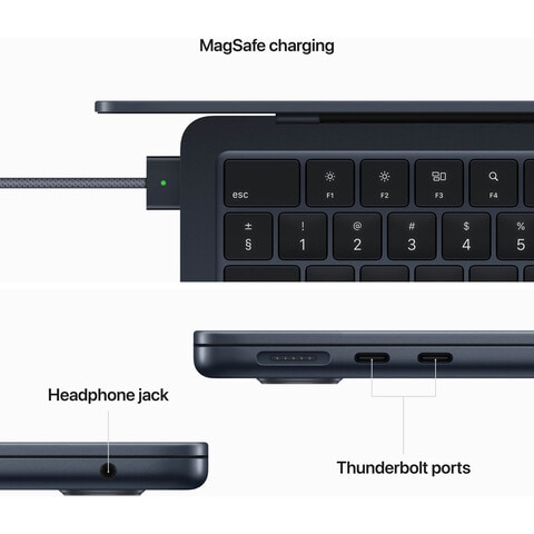 Apple Macbook Air 13.6 Inch, 8GB RAM, 256GB SSD, Midnight (M2 Chip, 8-Core GPU, English/Arabic Keyboard, MLY33AB/A)