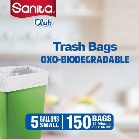 Sanita Club 5 Gallon Oxo-Biodegradable Trash Bags White S Pack of 5