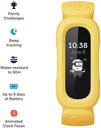 Fitbit Ace 3, Activity Tracker For Kids 6+ With Animated Clock Faces, Up To 8 Days Battery Life &amp; Water Resistant Up To 50 M, Black/Minions Yellow