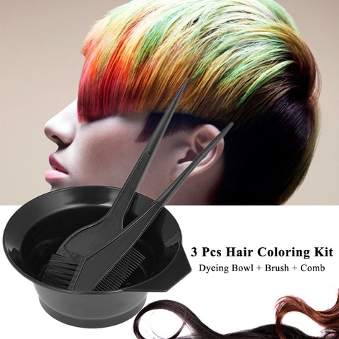 General - 3 Pcs Hair Coloring Kit Dyeing Bowl Brush Double-sided Coloring Comb Hairdressing Dyeing Tool