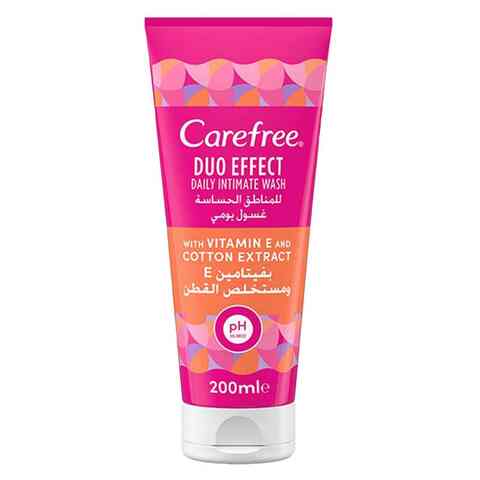 Carefree Duo Effect Daily Intimate Wash With Vitamin E With Cotton Extract 200ml
