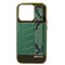 Gold Frame Croco Leather Back Grip Case Iphone 14 Pro Green