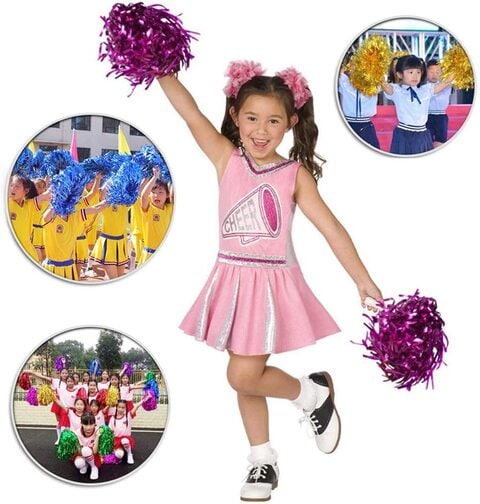 2pcs Cheer Dance Sport Competition Cheerleading Pom Poms Flower Ball for  for Football Basketball Match Pompon Children Use V1r2