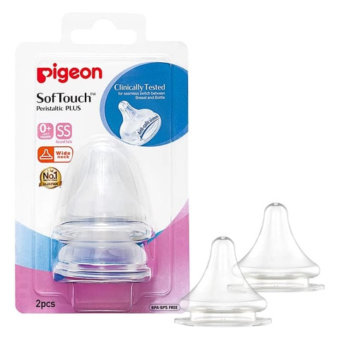 Pigeon SofTouch Peristaltic Plus Wide Neck Silicone Teat 01866 Small Clear