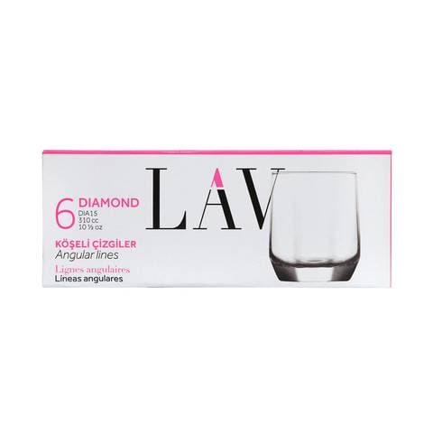 LAV Diamond Glass Cups 10.5oz 6Pcs