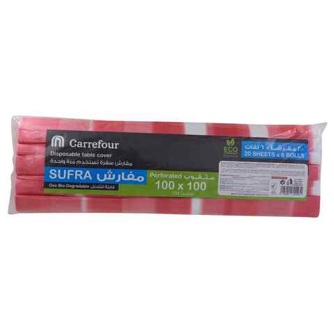 Carrefour Sufra Disposable Table Cover Pink 20 count