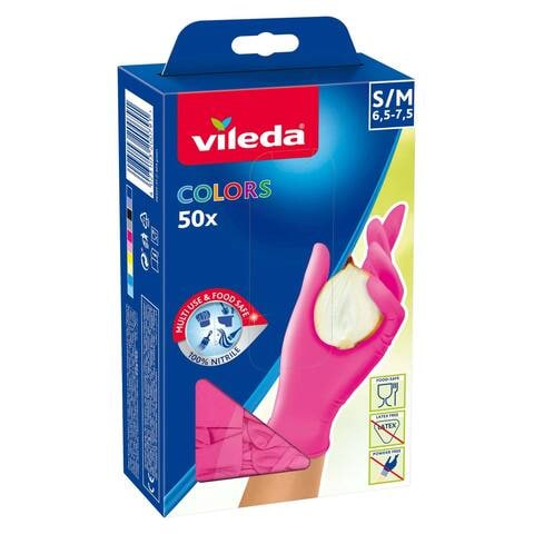 فيليدا - قفازات ملونة للاستعمال مرة واحدة، وردي، 50 قطعة