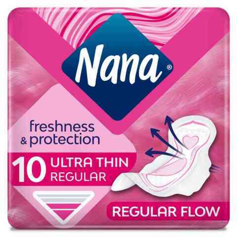 Buy Nana Fresh Protect Normal Sanitary Pads With Ultra Normal Wings White 10 count in Kuwait